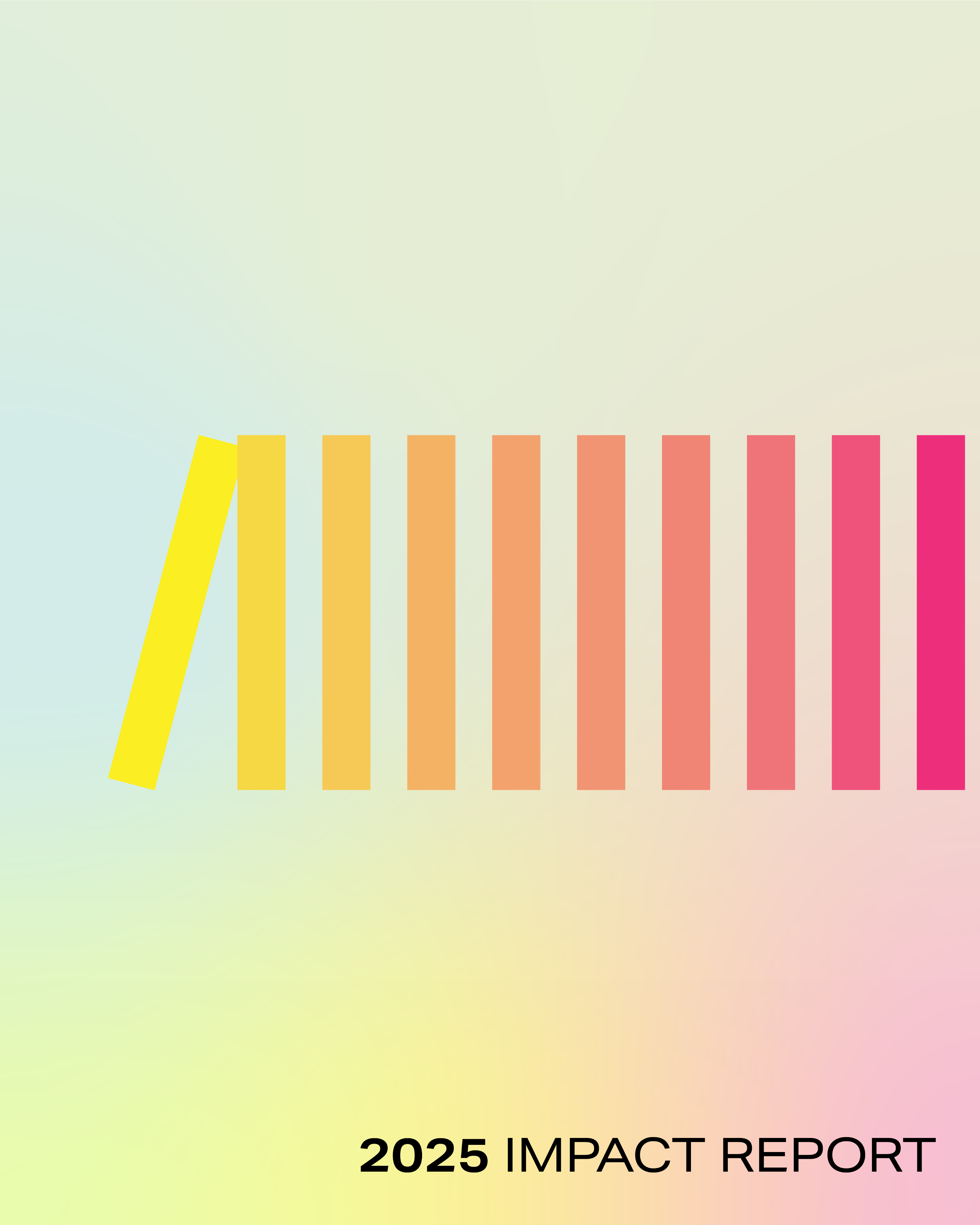 2025 Impact Report cover with a gradient bar graphic